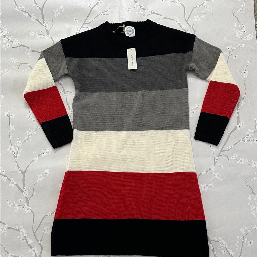 Francesca’s Striped Dress XXS - Black, Gray, Red, Cream